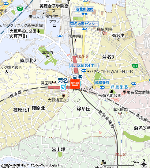 まいばすけっと菊名駅店付近の地図